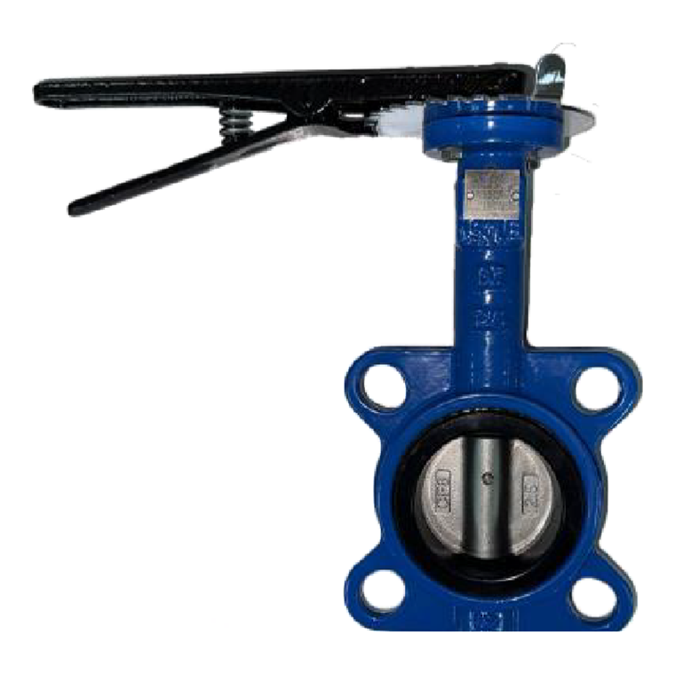 Ductile iron wafer type butterfly valve, front view