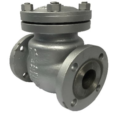 ANSI 150 cast steel swing check valve with flanged ends and a bolted bonnet