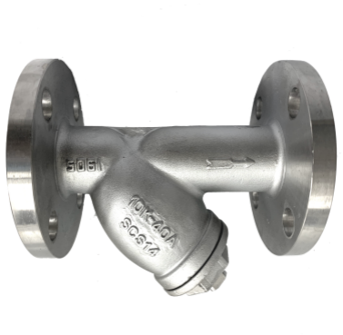 JIS 10K SS316 Y-strainer with Japanese standard flanges and a stainless screen housing